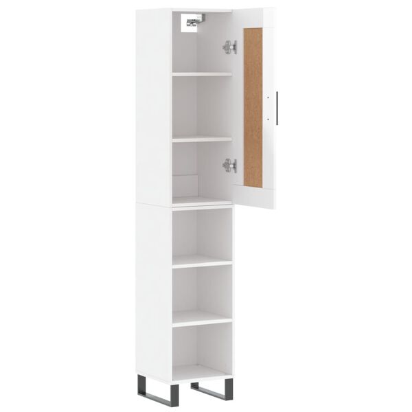 vidaXL Highboard h&oslash;yglans hvit 34,5x34x180 cm konstruert tre