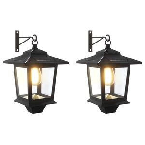 vidaXL Veggmontert Lampe with LED Bulb 2 stk. Svart 19 x 14 x 25 cm