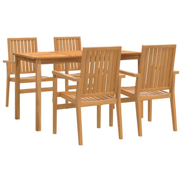 vidaXL Hagespisegruppe 5 deler heltre teak
