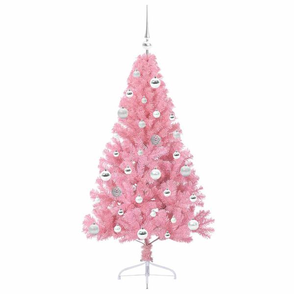 vidaXL Kunstig Forh&aring;ndsopplyst Juletre med 150 LED Rosa 150 cm PVC