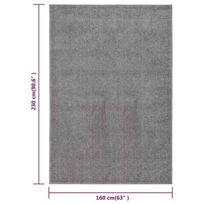 vidaXL Teppe med kort luv 160x230 cm grå