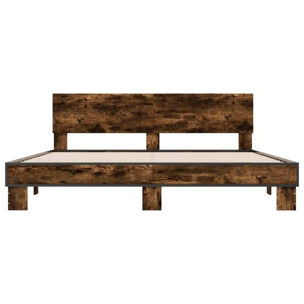 vidaXL Sengeramme r&oslash;kt eik 200x200 cm konstruert tre og metall