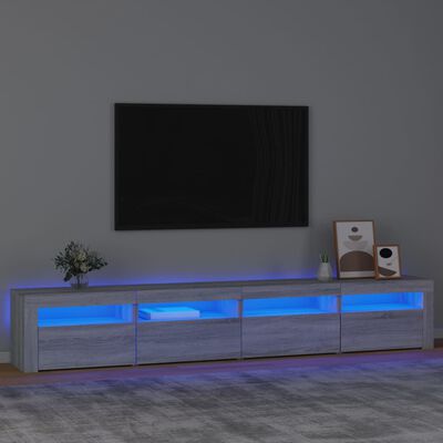 vidaXL TV-benk med LED-lys grå sonoma 240x35x40 cm