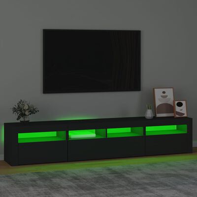 vidaXL TV-benk med LED-lys svart 210x35x40 cm