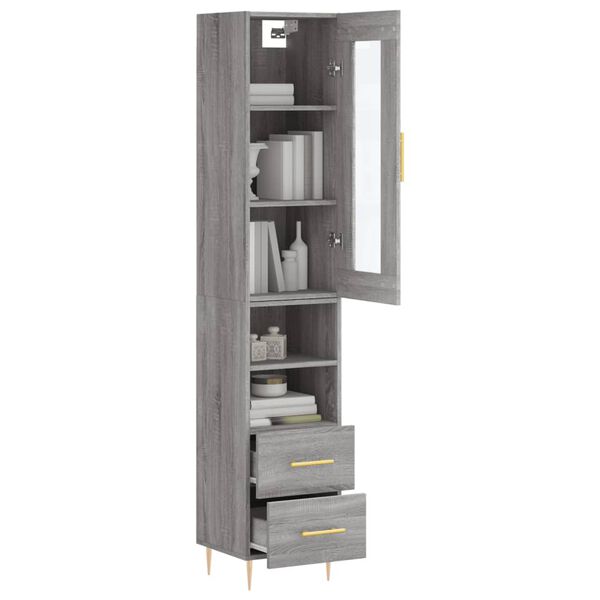 vidaXL Highboard grå sonoma 34,5x34x180 cm konstruert tre