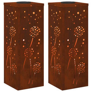 vidaXL Solenergi LED stibelys 2 stk. Varmhvit 18 x 18 x 50 cm