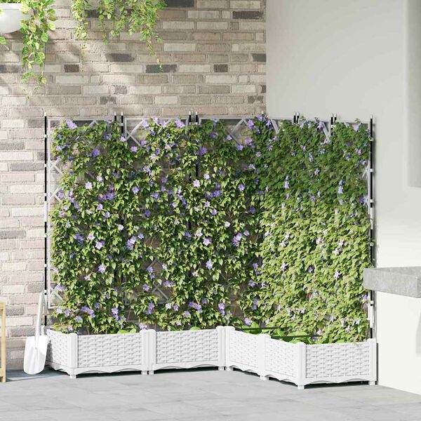 vidaXL Hageblomsterpotte 5 pcs Hvit 120 x 120 x 125,5 cm Plast