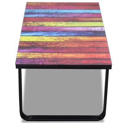 vidaXL Salongbord med regnbueprint glassplate