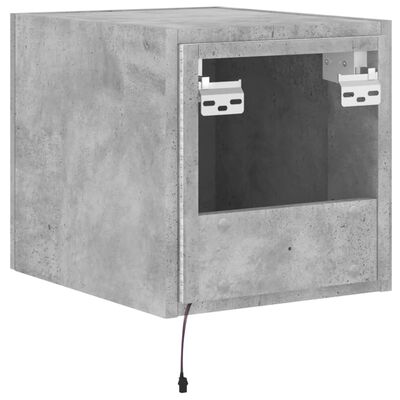 vidaXL Vegghengt TV-benk med LED-lys betonggrå 30,5x35x30 cm