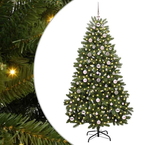 vidaXL Kunstig juletre med 300 LED gr&oslash;nn 180 cm PVC og metall