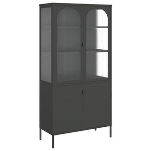 vidaXL Highboard svart 90x40x180 cm glass og st&aring;l