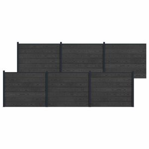 vidaXL Gjerdeplate 6 pcs WPC og Aluminium Svart