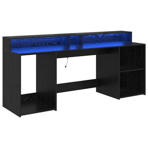 vidaXL Skrivebord med skuff Svart eik 200 x 55 x 91 cm Konstruert tre