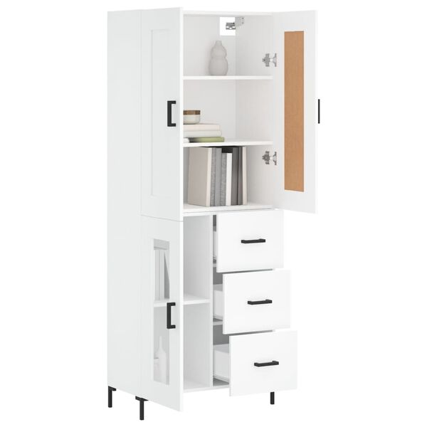 vidaXL Highboard hvit 69,5x34x180 cm konstruert tre