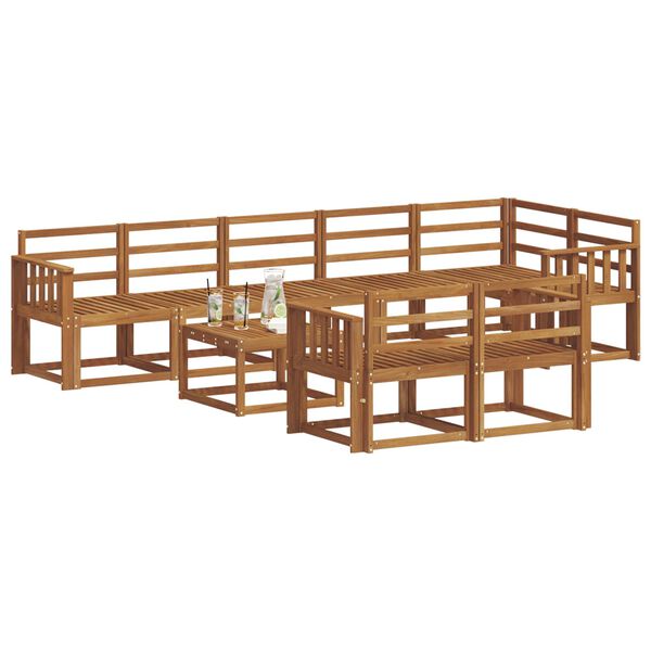 vidaXL Utend&oslash;rs sofa-sett 9 pcs Naturlig Solid akasietre