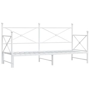 vidaXL Dagseng med trille uten madrass hvit 90x200 cm st&aring;l
