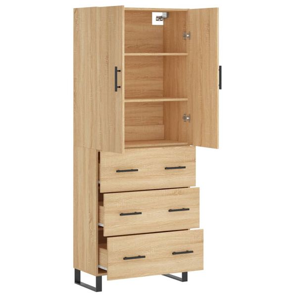 vidaXL Highboard sonoma eik 69,5x34x180 cm konstruert tre