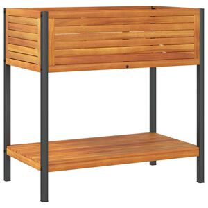 vidaXL Plantekasse med hylle 80x45x80 cm helte akasie og st&aring;l