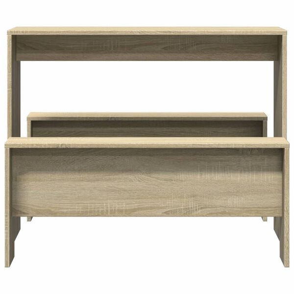 vidaXL Sett med spisebord og benker 3 deler sonoma eik konstruert tre