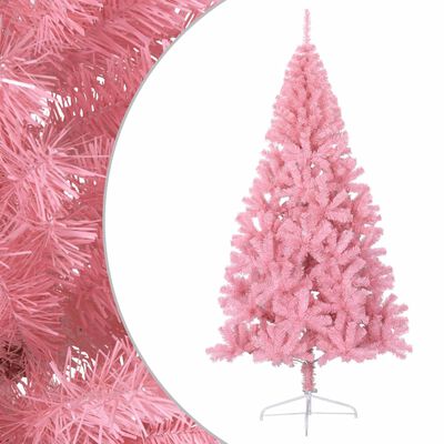 vidaXL Kunstig juletre halvt med stativ rosa 240 cm PVC