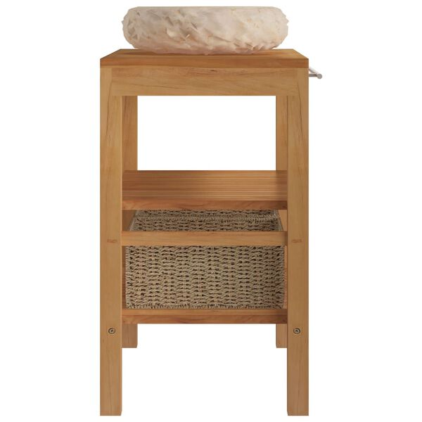 vidaXL Baderomshylle heltre teak med vask marmor krem