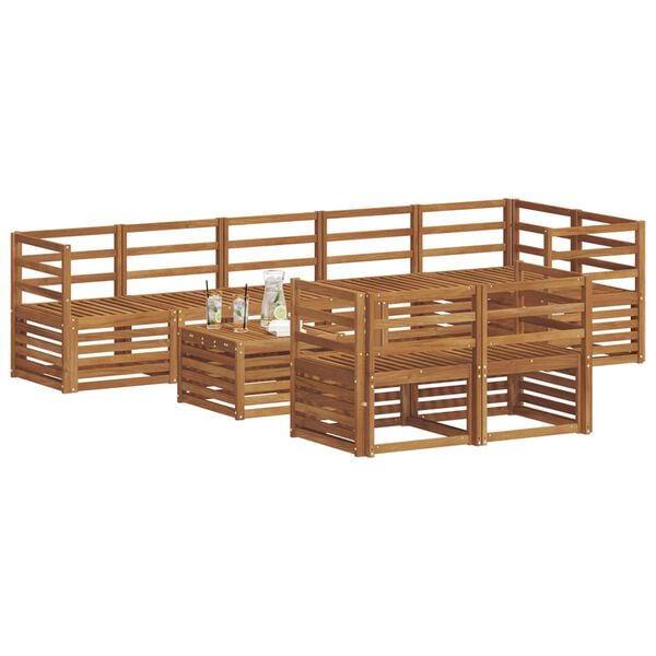 vidaXL Sofasett 9 pcs Naturlig Solid akasietre