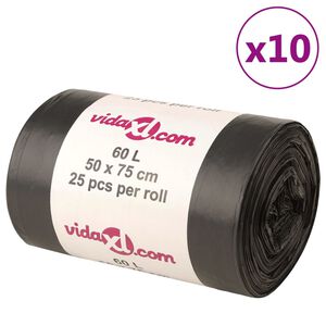vidaXL S&oslash;ppelposer 250 stk svart 60 L