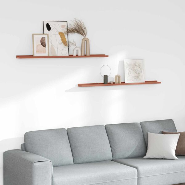 vidaXL Vegghylle med hylle 2 pcs R&oslash;d 115 x 9 x 3 cm Konstruert tre