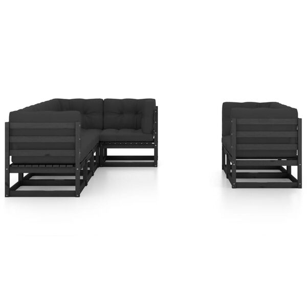 vidaXL Hagesofagruppe med puter 7 deler heltre furu