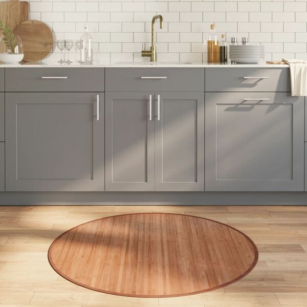 vidaXL Teppe rund naturell 100 cm bambus