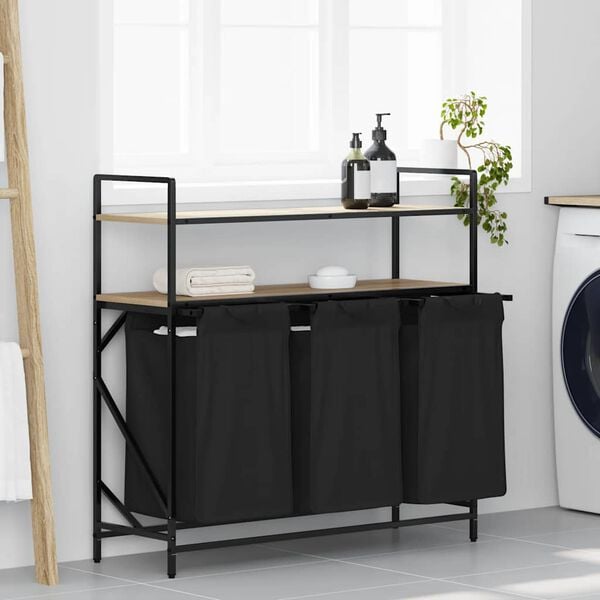 vidaXL skittent&oslash;yskurv 3 rom med hyller sonoma eik