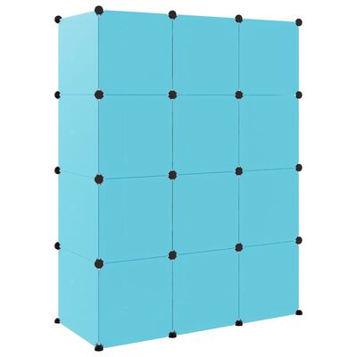 vidaXL Oppbevaringshylle med 12 kuber blå PP