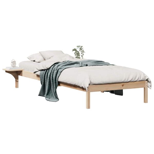 vidaXL Sengestamme med Sidebord Naturlig 80 x 210 cm Massiv furu