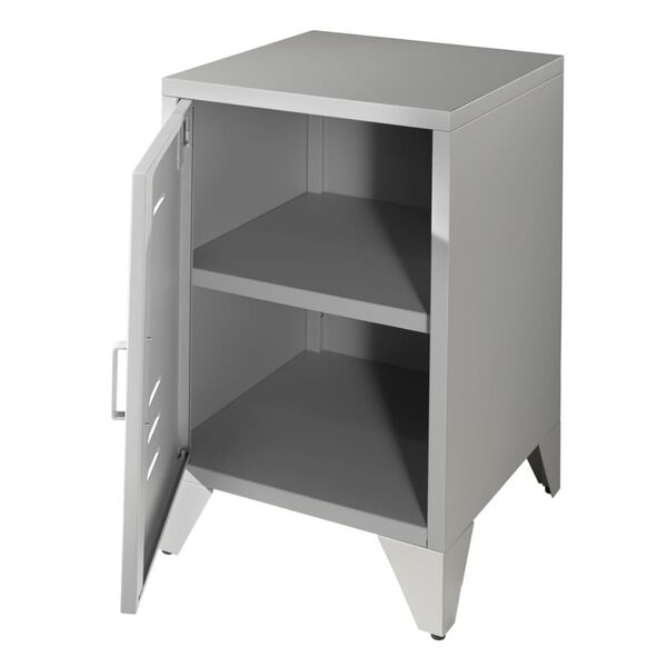 Vipack Nattbord Bronxx med d&oslash;r metall matt gr&aring;