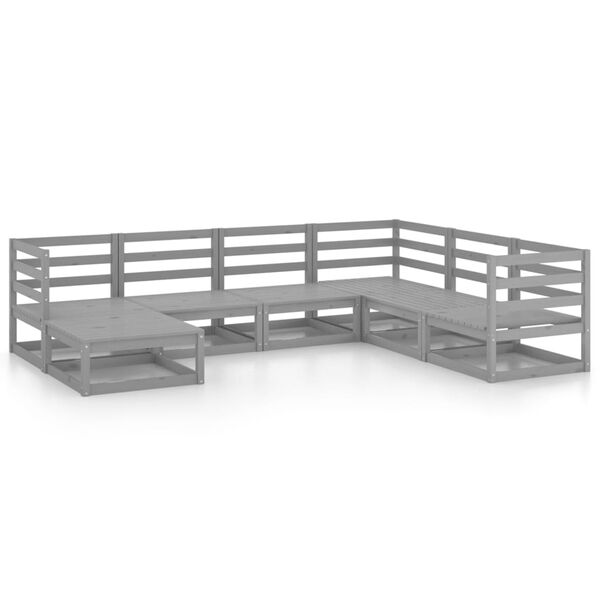 vidaXL Hagesofagruppe 7 deler grå heltre furu