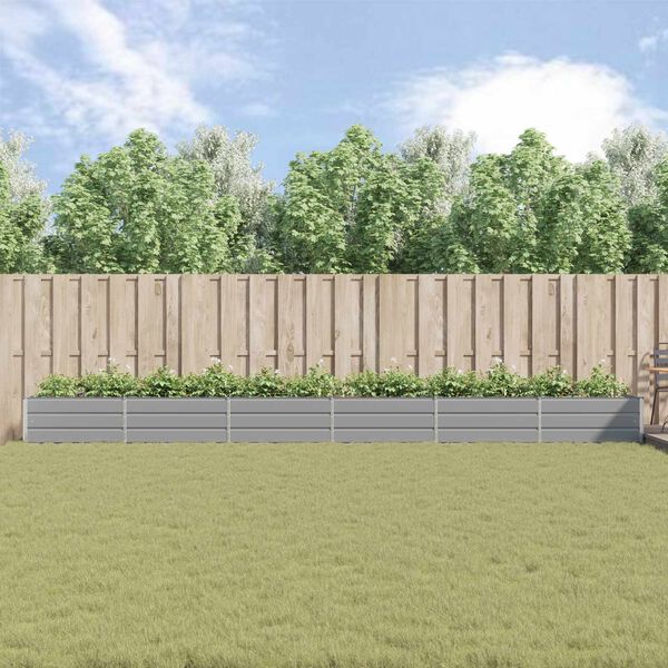 vidaXL Plantekassed Lysegr&aring; 195 x 100 x 45 cm Galvanisert St&aring;l