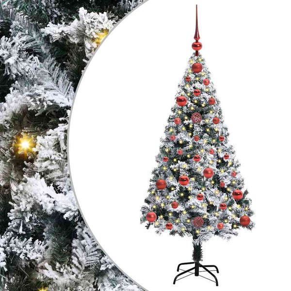 vidaXL Kunstig juletre med 150 LED Hvit 120 cm PVC og St&aring;l og Plast