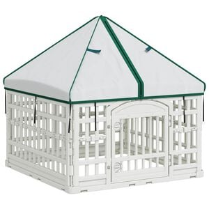 vidaXL 4 Panel Hundegjerde med Tak Hvit 88 x 58 cm Plast
