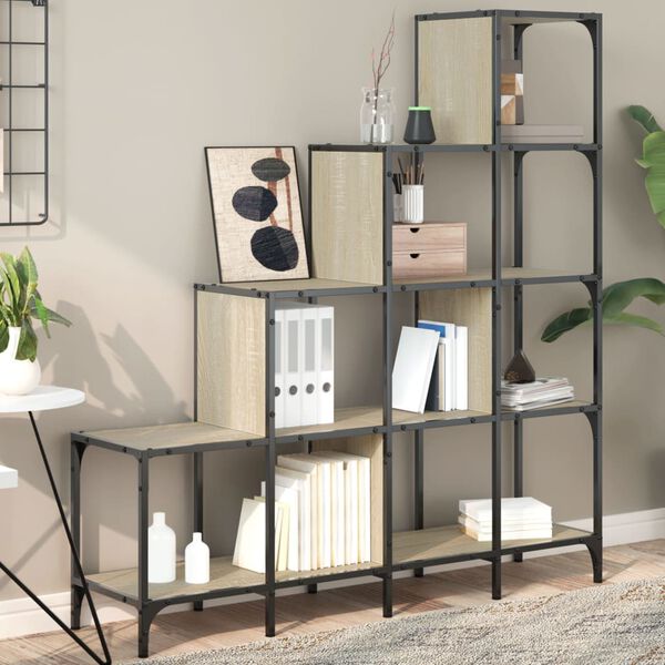 vidaXL Bokhylle sonoma eik 122x30x132 cm konstruert tre