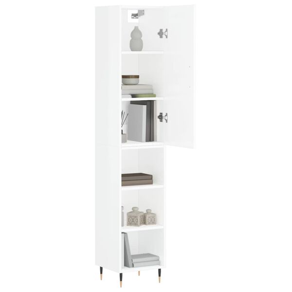 vidaXL Highboard h&oslash;yglans hvit 34,5x34x180 cm konstruert tre