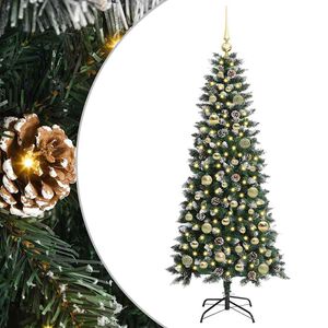 vidaXL Kunstig juletre med 150 LED gr&oslash;nn 150 cm PVC og plast og st&aring;l