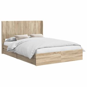 vidaXL Sengramme med oppbevaring og hodegavl Sonoma eik 160 x 200 cm