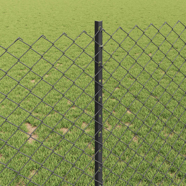 vidaXL Gjerde med stolpe Gr&aring; 1 x 10 m St&aring;l og PVC