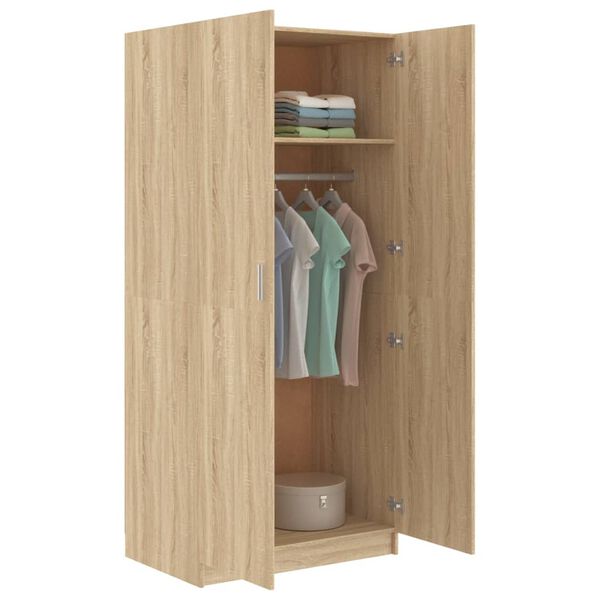 vidaXL Garderobe sonoma eik 80x52x180 cm konstruert tre
