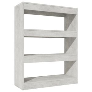 vidaXL Bokhylle/romdeler betonggr&aring; 80x30x103 cm konstruert tre