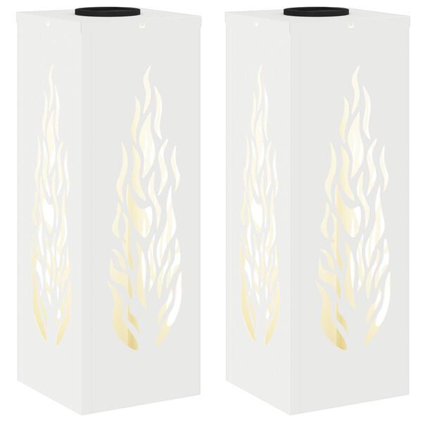 vidaXL Solenergi LED stibelys 2 pcs Hvit Kaldvalset st&aring;l