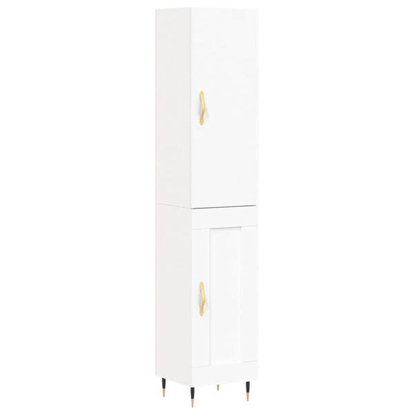 vidaXL Highboard hvit 34,5x34x180 cm konstruert tre