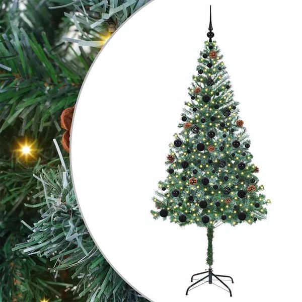 vidaXL Kunstig juletre med 300 LED med stativ gr&oslash;nn 180 cm PVC og st&aring;l
