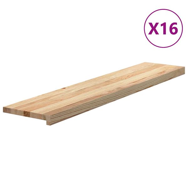 vidaXL Trappetrinn 16 stk ubehandlet 120x30x2 cm heltre eik