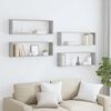 vidaXL Vegghyller kube 4 stk betonggr&aring; 80x15x26,5 cm konstruert tre